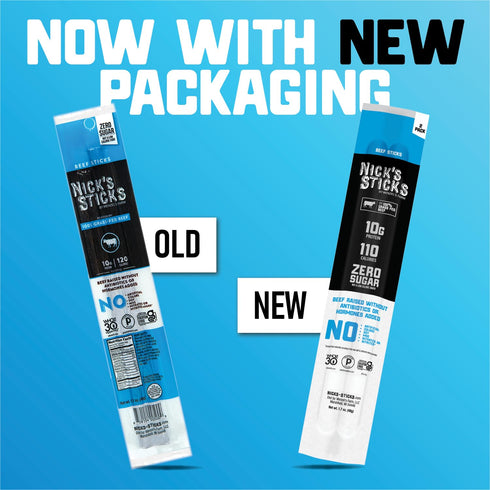 100% Whole30 (12 1.7oz. Packages 2 Nick's Sticks Clean & Balanced Grass-Fed Beef Snack Sticks | Made in the USA |