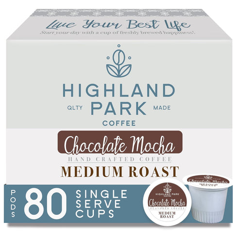 Highland Park Coffee Single Serve Coffee Pods, Chocolate Mocha, Chocolate Mocha, 80