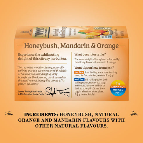 Twinings Herbal Tea, Honeybush, Mandarin & Orange, 20 Count, Naturally Caffeine-Free, Hot or Iced