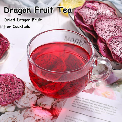YJJOUUT 3.5oz/100g Freeze Dried Dragon Fruit Slices Chunks for Cocktails Dragon Fruit Cubes Pieces Bulk No Sugar added