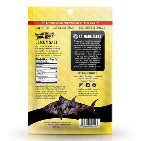 2.7oz) (Pack 2) Kaimana Ahi Tuna Jerky (Lemon Salt