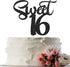 Black Glitter Sweet 16 Cake Topper, Happy 16th Birthday Decor, Cheers to 16 Years, 16th Wedding Anniversary Supplies