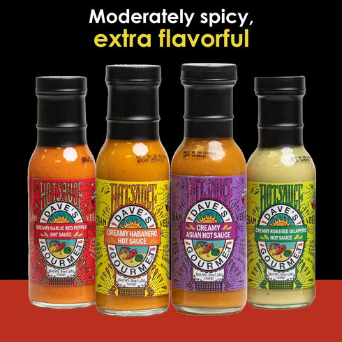 8 oz 3-Pack Dave's Gourmet Creamy Asian Hot Sauce, Sweet & Spicy Bold Flavor, Ideal for Noodles, Dumplings, Salads