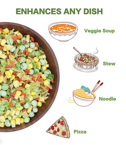 220G/7.76OZ Dried Ramen Toppings, Dehydrated Vegetables, Natural Freeze Dried Vegetables, Carrots, Cabbage, Onions