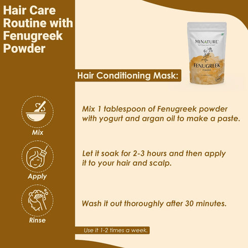 Mi Nature Fenugreek Powder, 100% Natural Trigonella Foenum Seeds, Pure Methi Powder for Cooking, Hair and Skin Care,