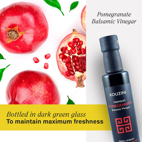 250ml Kouzini Ultra Premium Pomegranate Balsamic Vinegar, Aged Balsamic Vinegars from Modena, Italy, Premium, Smooth
