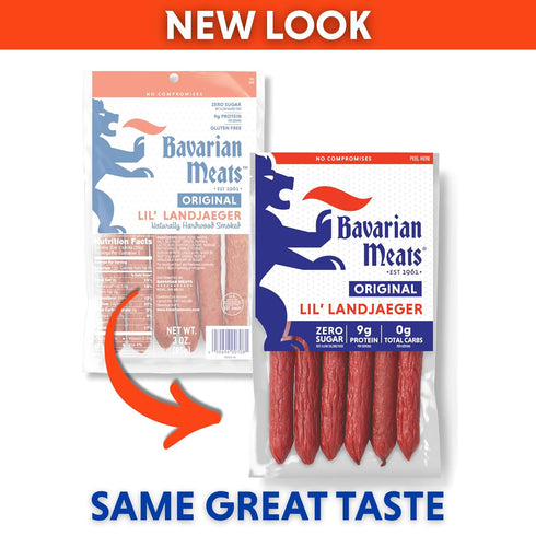 3 (Pack 6) Bavarian Meats Lil' Landjaeger Meat Sticks, Smoked Sausage Protein Snacks, Zero Sugar, Great Source