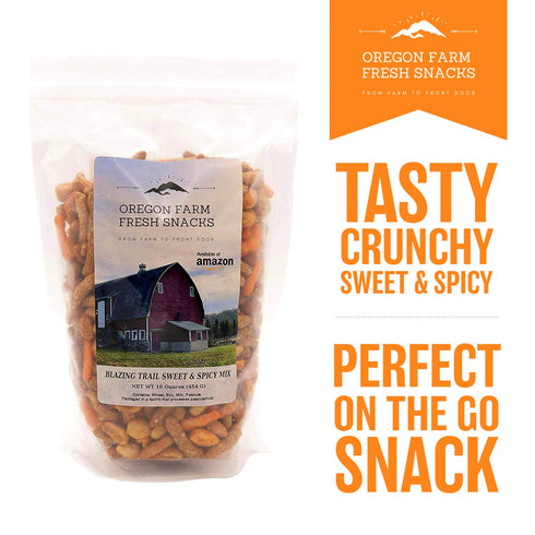 (16oz) Oregon Farm Fresh Snacks Blazing Trail Sweet & Spicy Mix - Assortment of Tasty Nuts and Crunchy Crackers