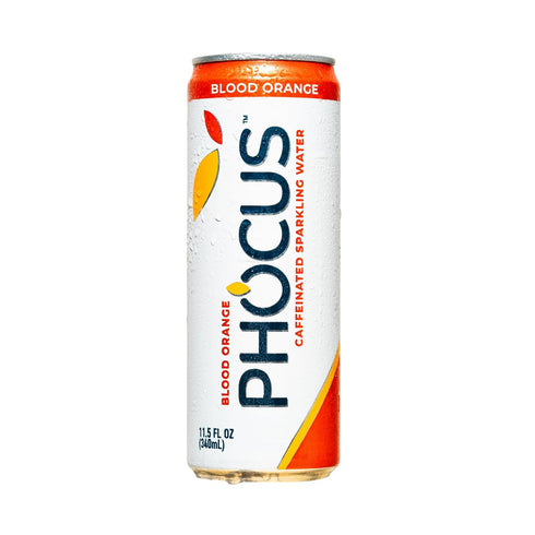 75mg 11.5 oz (Pack 12) PHOCUS Caffeinated Sparkling Water, Blood Orange, Natural Caffeine Plus L-Theanine, Zero Sugar