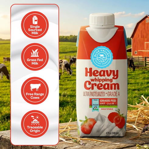 Blue valley dairy farms 8Fl Oz Blue Valley Heavy Whipping Cream Shelf Stable Ultra-Pasteurized Heavy Cream Kosher