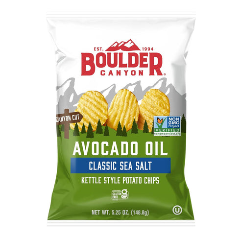 Boulder Canyon Potato Chips - Avocado Oil Sea Flavor, 5.25 Ounce Bag for a Delicious Snack