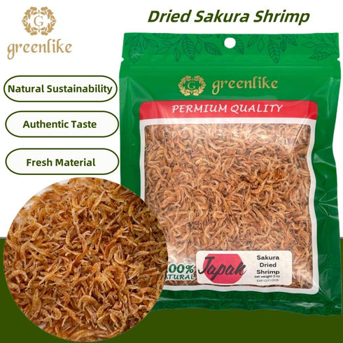 2oz, Greenlike Japanese Dried Sakura Shrimp Wild-Caught Shrimps, Rich in Protein & Calcium, Dehydrated Small Shrimp