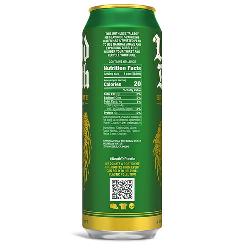 8-Pack (19.2oz Liquid Death, Severed Lime, Lime-Flavored Sparkling Water, Cans), Low Calorie & No Artificial Sweeteners
