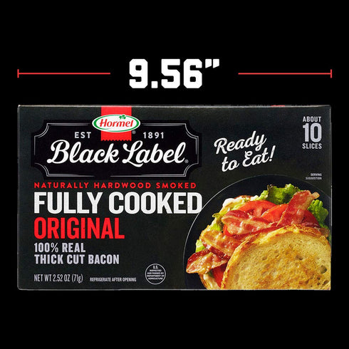 2.52 oz HORMEL BLACK LABEL Thick Cut, Fully Cooked Bacon for Ready to Eat Meals, No Refrigeration Needed, Gluten-Free