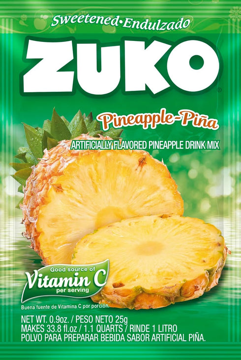 48 Packets Zuko Pineapple Powdered Drink Mix, No Added Sugar Needed, Ct Individual