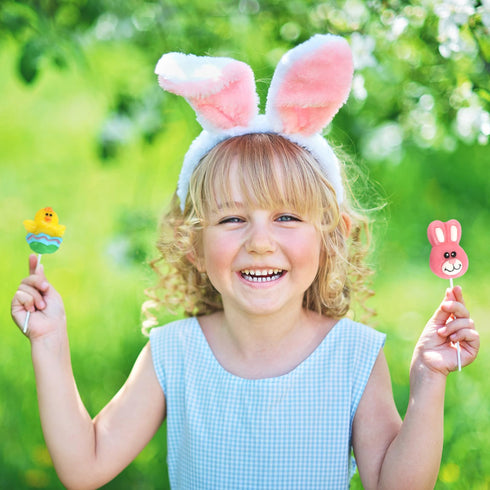 Pack 24 Easter Lollipops Candy Variety Dye-Free - Individually Wrapped Assorted Colorful Shapes Easter Suckers