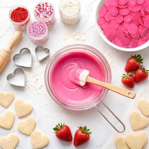 12 oz Pink Candy Wafer Chocolate Melts - Candy Melting Wafers for Baking, Decorating, Dipping, Drizzling & Desserts