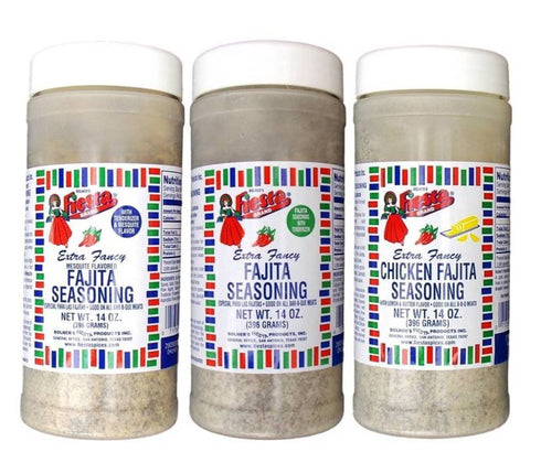 Bolner's Fiesta Extra Fancy Fajita Seasoning Large Jar 3 Flavor Variety Bundle: (1) Fajita,