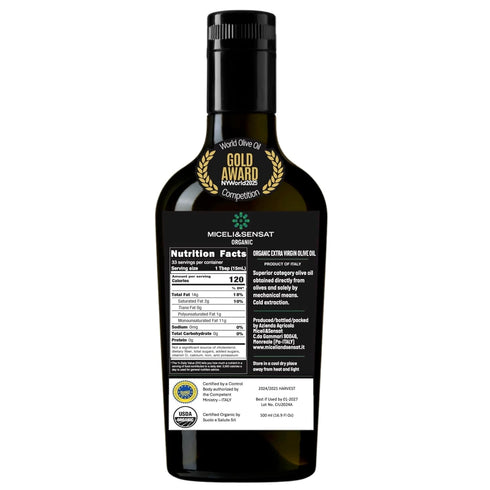 500+ 2025 16.9 oz Fruity Medium Organic mg/kg Polyphenols Rich Italian Extra Virgin Olive Oil from Italy, Gold Award