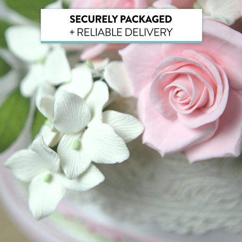 3 Inch 3 Count Global Sugar Art Peace Rose Sugar Cake Flowers, Pink Wired, by Chef Alan Tetreault