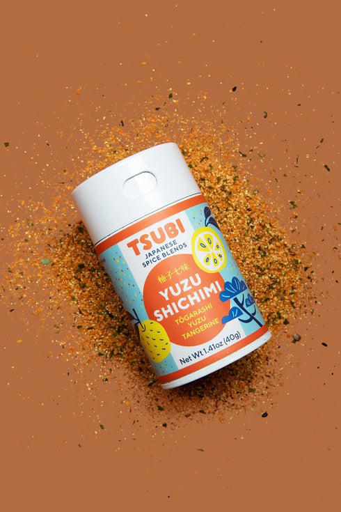 1 40g Tsubi Japanese Spice Blends - Yuzu & Tangerine Shichimi - Togarashi Yuzu Tangerine - container