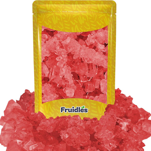 Fruidles Red Maraschino Cherry String Rock Sugar for Tea and Coffee, Clear