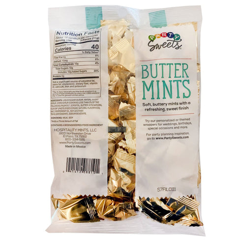 Hospitality Mints 7-Ounce (Pack 6) Party Sweets By Metallic Gold Buttermints, Bags