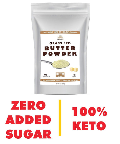 Organic Grassfed Real Butter Powder, Keto NON GMO, rBST Hormone Free, 8oz, Great in Keto Coffee, Unsalted