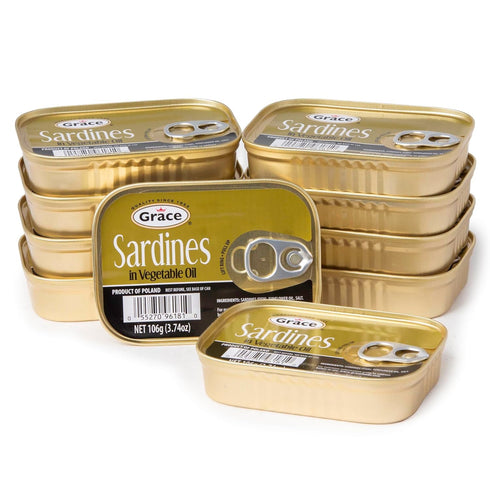 Grace Sardines in Vegetable Oil - 106g 3.74oz (Pack of 10) -
