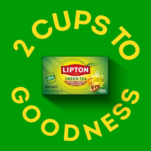 20-Count Lipton Honey Ginger Green Tea Bags Flavored Unsweetened Hot or Iced Tea with Caffeine Flavonoids Natural Zesty