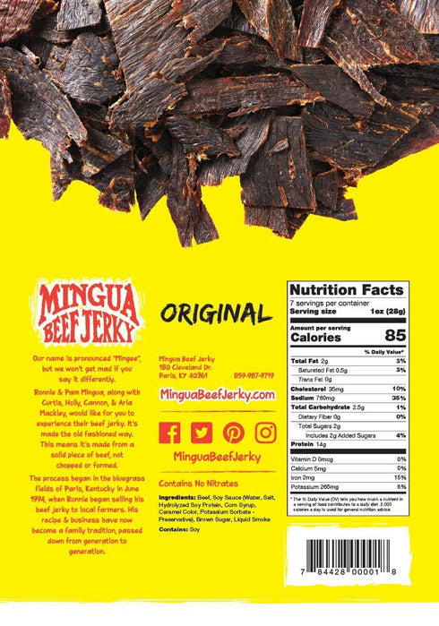 7oz Mingua Beef Jerky, Mingua Mild Beef Jerky Two Bags