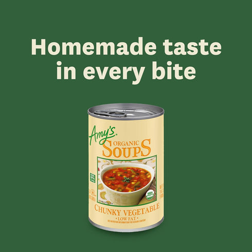 14.3 (Pack 6) Amy's Soup, Vegan, Gluten Free, Organic Chunky Vegetable, Low Fat, Ounce