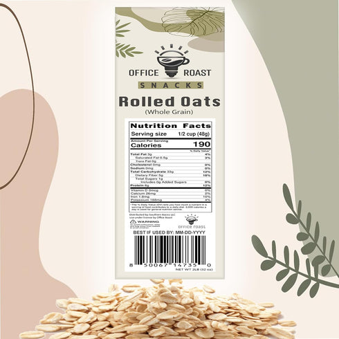 2 lbs Whole Grain Rolled Oats | Value Size | Healthy Snack, perfect for breakfast - Easy Cook | value bag