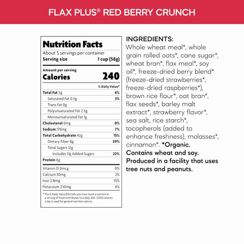 10.6 oz (Pack 12), Nature's Path Organic Flax Plus Red Berry Crunch Cereal, of Non-GMO