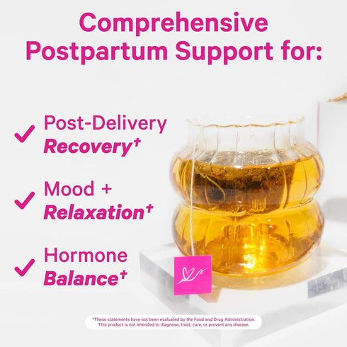 Pink Stork Organic Postpartum Recovery Herbal Tea, Caffeine-Free Red Raspberry Leaf with Chamomile, 15 Sachets,