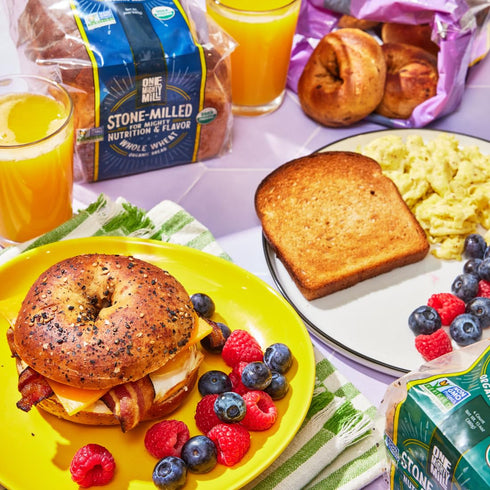One Mighty Mill Whole Wheat Everything Bagels | 4 count - 12oz.