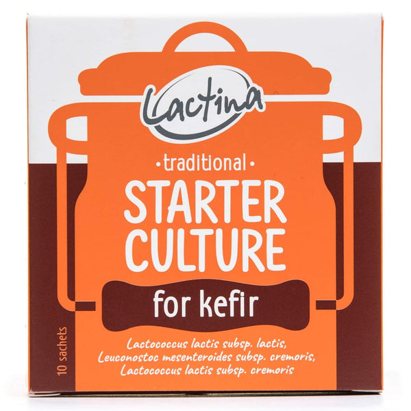 Lactina Kefir Starter Culture Powder 10 Sachets, Makes 10 Liters Probiotic Fermented