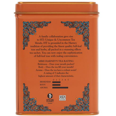 Sunset 20 (Pack 1) Harney & Sons Caffeinated Hot Cinnamon Black Tea with Orange and Cloves Tin Sachets