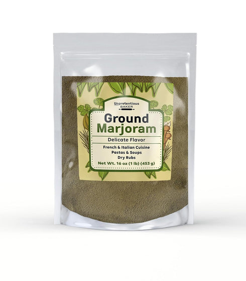 Unpretentious Ground Marjoram, 1 lb, French & Italian Cuisine, Delicate Flavor, Dressings