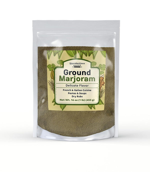 Unpretentious Ground Marjoram, 1 lb, French & Italian Cuisine, Delicate Flavor, Dressings