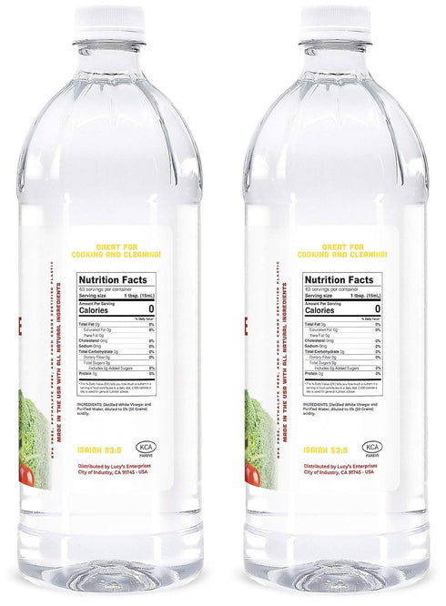 32 oz. (Pack 2) 5% Lucy's Family Owned - Natural Distilled White Vinegar, bottle of - Acidity