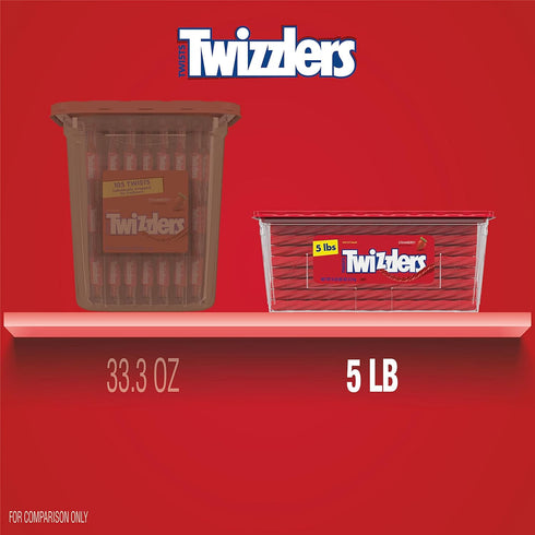 5 lb TWIZZLERS Twists Strawberry Flavored Licorice Style, Chewy Holiday Candy Tub