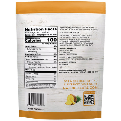 6oz Nature's Eats Dried Pineapple Chunks