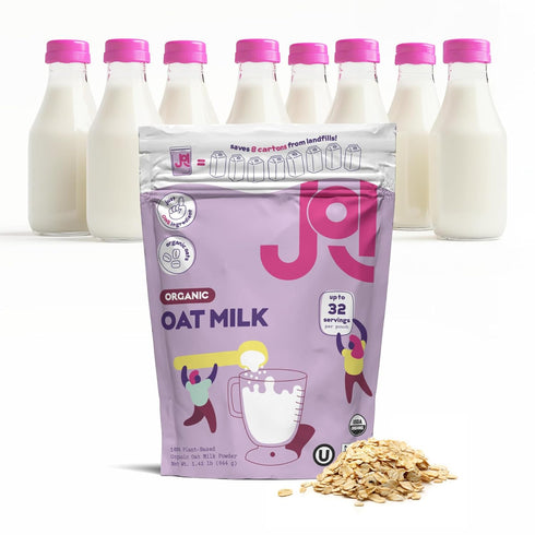 8 Instant Organic Oat Milk Powder Pouch by JOI - Makes Quarts - Vegan, Kosher, Shelf-Stable, and Gluten-Free - Use