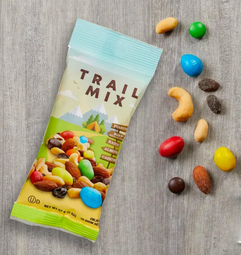 generic Packs 28 Count, 2 oz Trail Mix Snack - Peanuts, Almonds, Cashews, Raisins, Chocolate, Each, Kosher Dairy