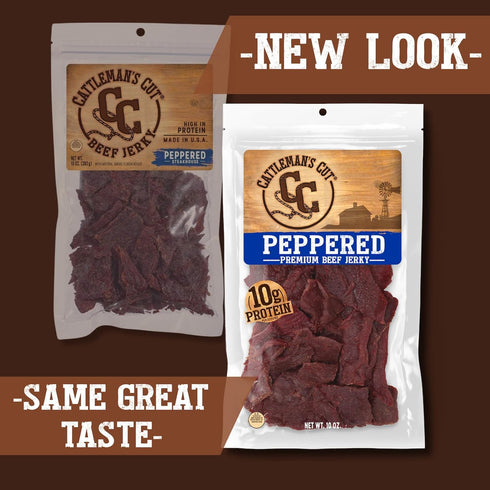 10 Cattleman's Cut Peppered Beef Jerky, Premium Marinated Steak High Protein Meat Snacks, Keto Friendly, Gluten Free