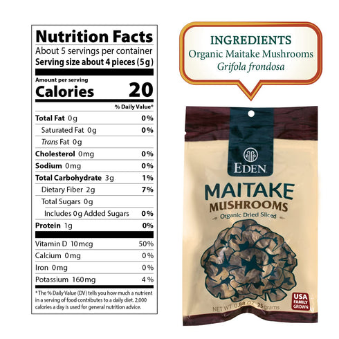 0.88 oz (25g) Eden Maitake Mushrooms, Organic, Dried, Sliced