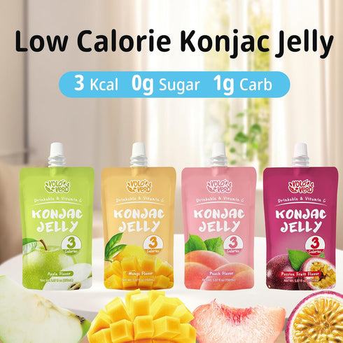 20 Pack, VOLO VERO Drinkable Konjac Jelly, Low Calories, Vegan, Gluten Free, Keto, Vitamin C Fruit Snacks Holiday Gifts