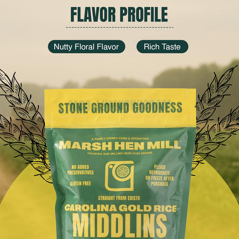24 oz (Pack 1) Marsh Hen Mill Carolina Gold Rice Middlins | Perfect for Rice Grits | Premium Heirloom Broken Grain