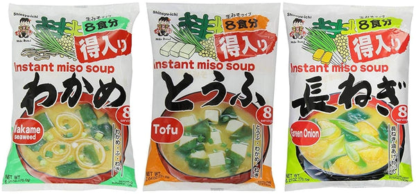 MIYASAKA JOZO USA INC Miyasaka Japanese Miso Soup 3 Pack bundle: Tofu, Green Onion, Wakame